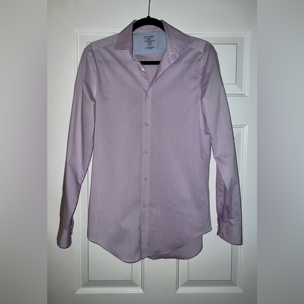 Stafford 365 All-Temp Comfort Fitted Lavender Dress Shirt, 14-141/2, 32/33 Small